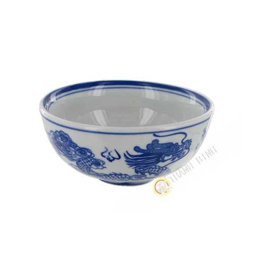 Plato de arroz de dragón azul de porcelana 11-13 cm