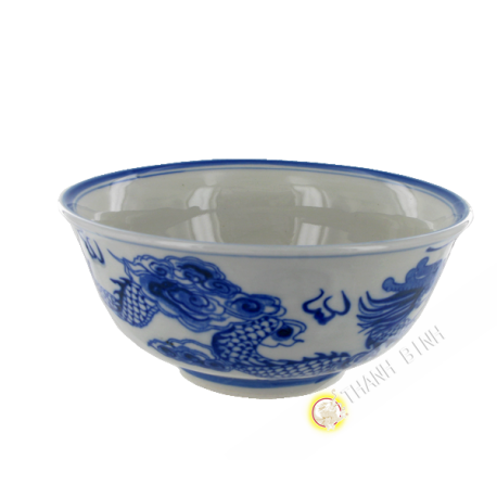 Tazón de sopa de 15 cm de dragón azul de porcelana