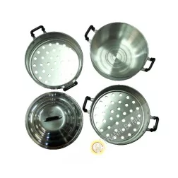 El vapor de la olla de aluminio