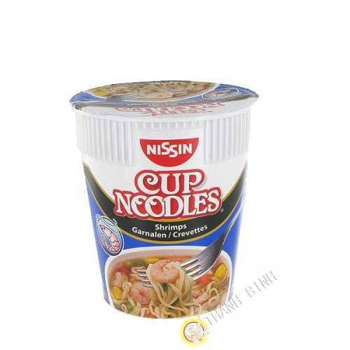 Sopa de fideos instantáneos de camarón de la copa de NISSIN 63g