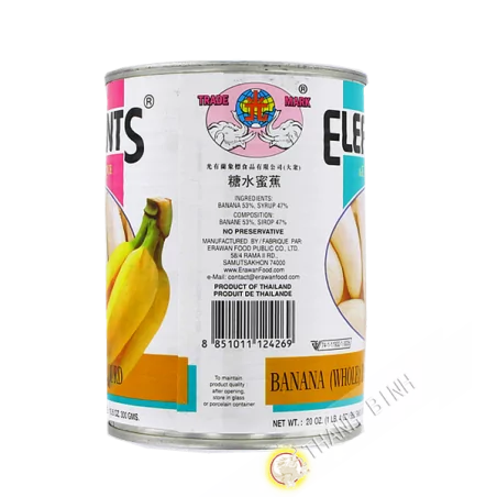 Plátano entero en almíbar pesados ELEFANTES 565 g Tailandia