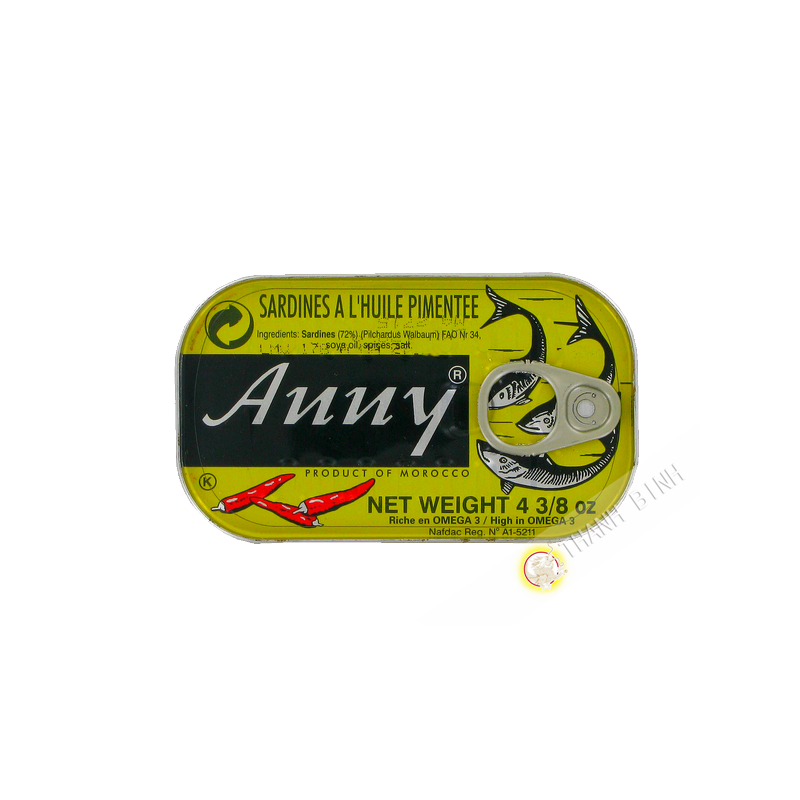 Sardine à l'huile pimenté ANNY 125g Maroc