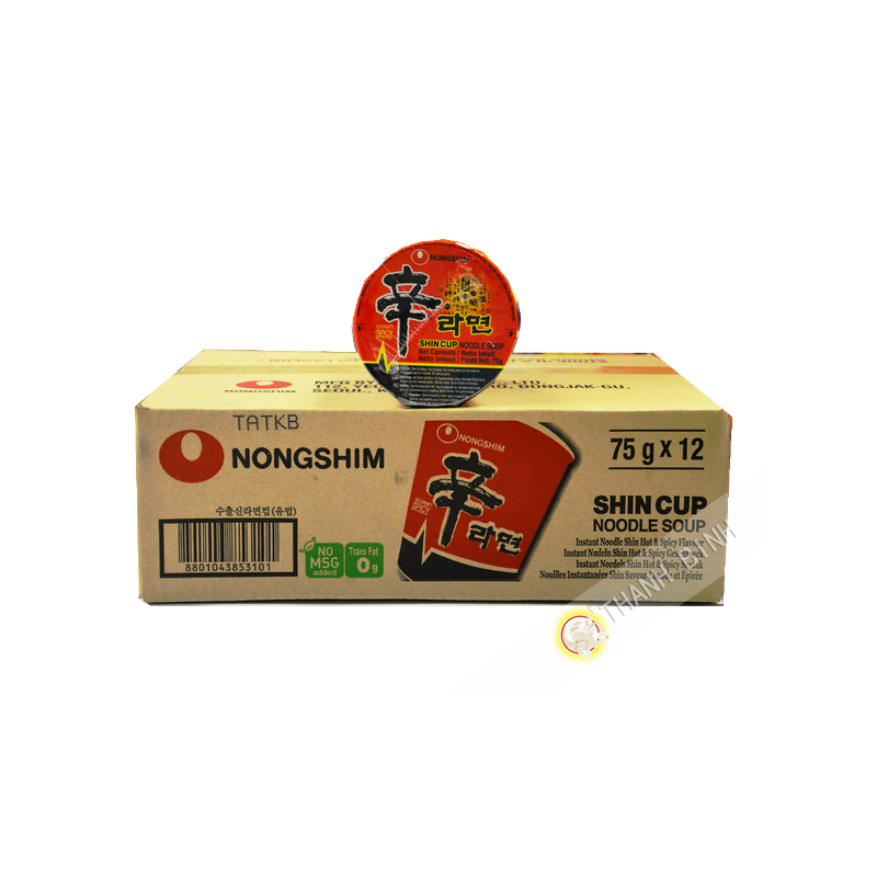 Soupe nouille Shin Ramyum cup NONGSHIM Carton 12x68g Corée Soupe nouille Shin Ramyum cup NONGSHIM Carton 12x68g Corée