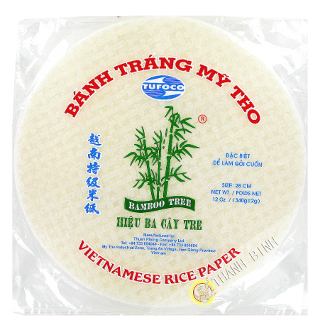 Papel de arroz 28cm de rodillos de primavera 3 de Bambú Vietnam 340g
