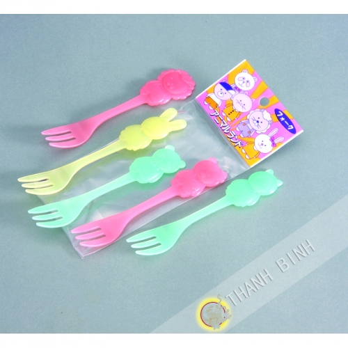 Fork fruit plastic, lot of 5pcs 13cm KOHBEC Japan