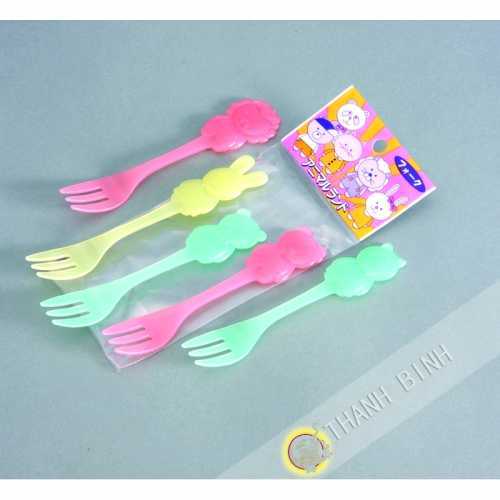 Fork fruit plastic, lot of 5pcs 13cm KOHBEC Japan