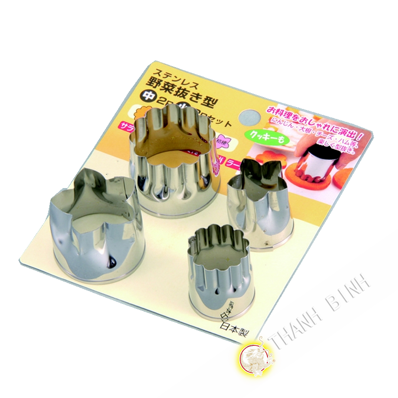 Stampo taglio di verdure, un sacco di 2pcs Ø3,5cm + 2pcs Ø2,5cm KOHBEC Giappone Stampo taglio di verdure, un sacco di 2pcs Ø3,5cm + 2pcs Ø2,5cm KOHBEC Giappone