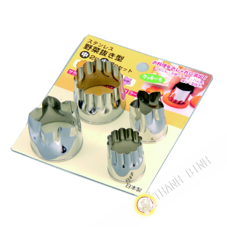 Stampo tazza di verdure in acciaio inox, molto 2pcs Ø3,5cm + 2pcs Ø2,5cm KOHBEC Giappone