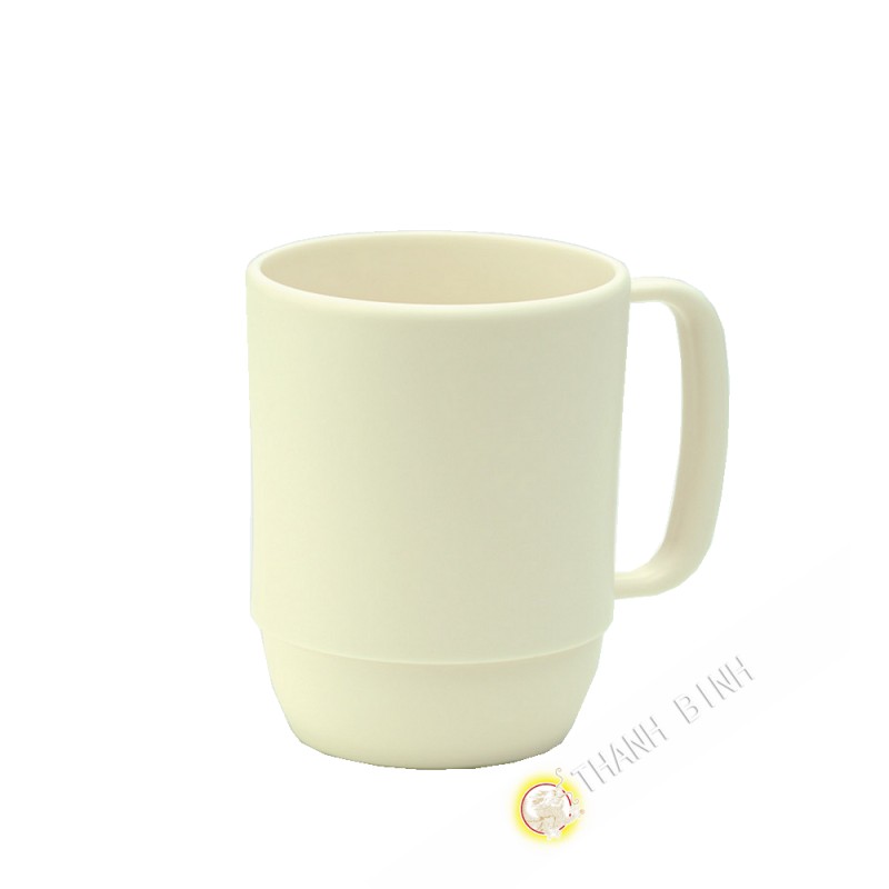 Pequeña taza de la taza de plástico micro-ondable de marfil 350ml 7,5x9,5cm INOMATA Japón