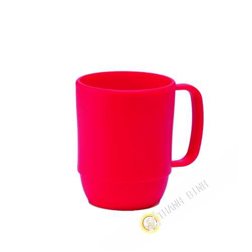 Pequeña taza de la taza de plástico micro-ondable rojo 350ml 7,5x9,5cm INOMATA Japón