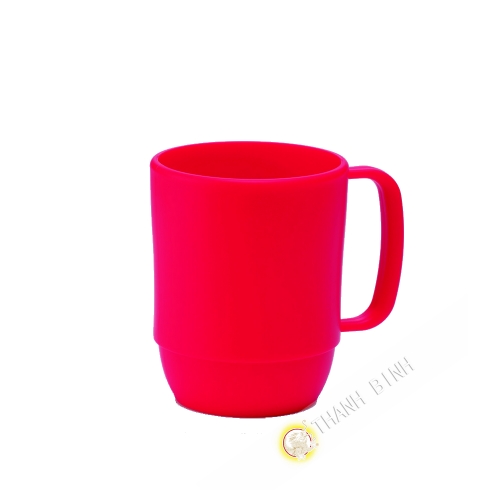 Piccola tazza tazza di plastica micro-ondable rosso 350ml 7,5x9,5cm INOMATA Giappone