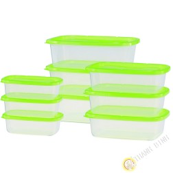 Casella di cibo rettangolo di plastica forno a microonde e frigorifero, un sacco di 9pcs verde INOMATA Giappone