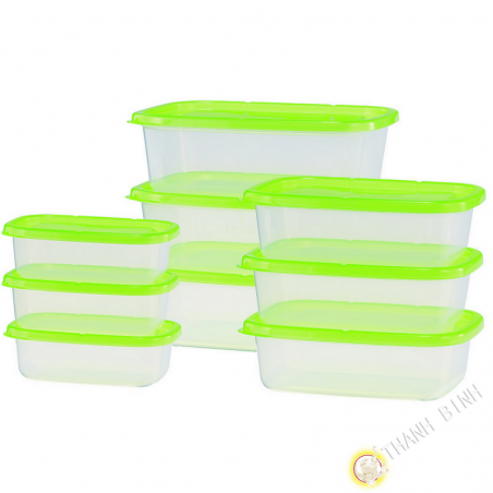 Casella di cibo rettangolo di plastica forno a microonde e frigorifero, un sacco di 9pcs verde INOMATA Giappone