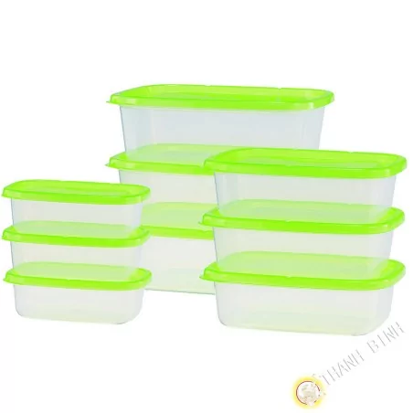 Casella di cibo rettangolo di plastica forno a microonde e frigorifero, un sacco di 9pcs verde INOMATA Giappone