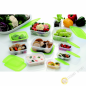 Cuadro de comida rectángulo de plástico microondas y nevera, un montón de 9pcs verde INOMATA Japón