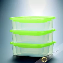 Cuadro de comida rectángulo de plástico microondas y nevera, un montón de 9pcs verde INOMATA Japón