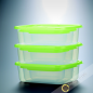 Casella di cibo rettangolo di plastica forno a microonde e frigorifero, un sacco di 9pcs verde INOMATA Giappone