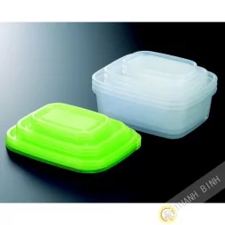Cuadro de comida rectángulo de plástico microondas y nevera, un montón de 9pcs verde INOMATA Japón