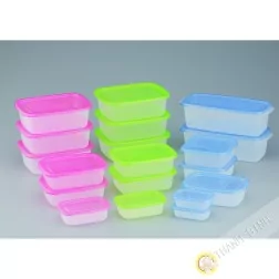 Boite plastique alimentaire rectangle pour micro onde et frigo, lot de 9pcs rose INOMATA Japon