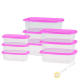 Cuadro de comida rectángulo de plástico microondas y nevera, un montón de 9pcs rosa INOMATA Japón