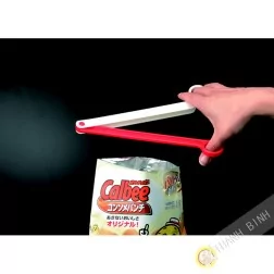 Clip / Clamp closes bag white plastic red 6x20cm INOMATA Japan