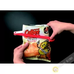 Clip / Clamp closes bag white plastic red 6x20cm INOMATA Japan