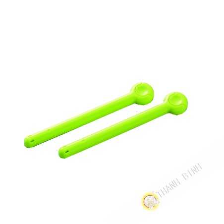 Clip / Pince đóng túi nhựa màu xanh lá cây 3x19cm, lô 2pcs INOMATA Bản