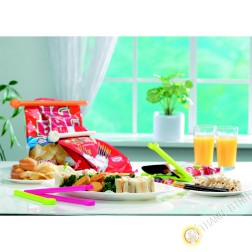 Clip / Pince ferme sachet plastique vert 3x19cm, lot de 2pcs INOMATA Japon