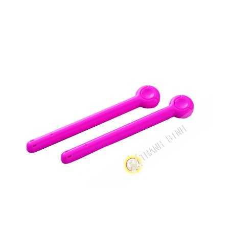 Clip / clamp farm plastic sachet pink 3x19cm, lot of 2pcs INOMATA Japan