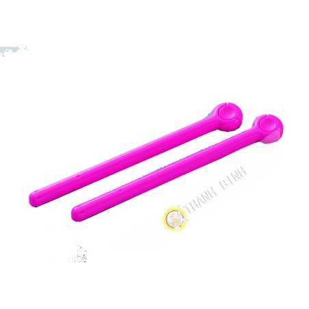 Clip / clamp farm plastic sachet pink 3x24cm, lot of 2pcs INOMATA Japan