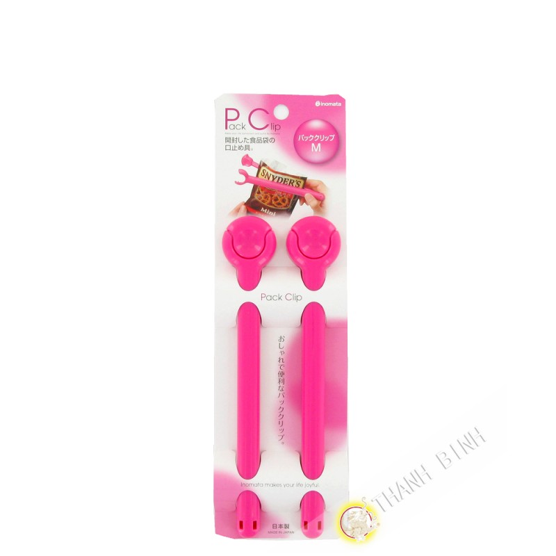 Clip / klemme fest plastikbeutel rose 3x19cm, los 2pcs INOMATA, Japan