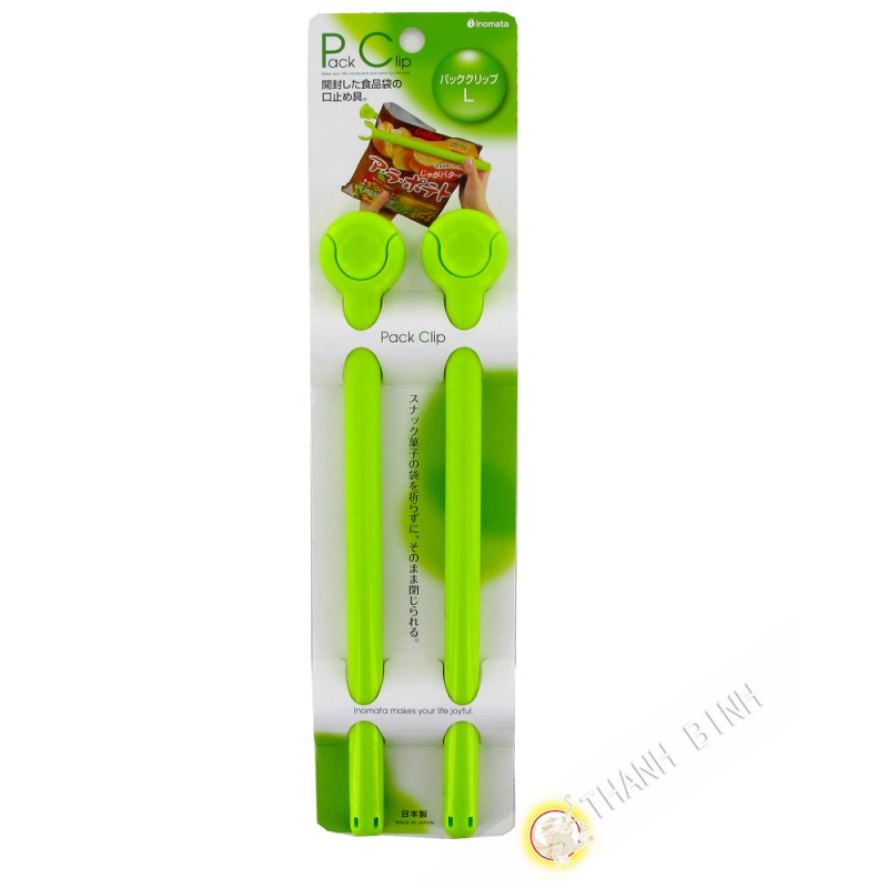 Clip / morsetto farm bustina di plastica verde, 3x24,5 cm, sacco di 2pcs INOMATA Giappone