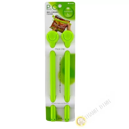 Clip / klemme fest plastikbeutel grün, 3x24,5cm-set 2pcs INOMATA, Japan