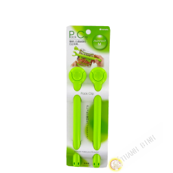 Clip / Morsetto farm bustina di plastica verde 3x19cm, un sacco di 2pcs INOMATA Giappone