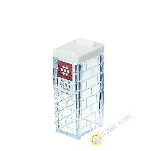 Boîte épice en poudre plastique blanc 7 trous Ø0,2cm 4x9cm INOMATA Japon