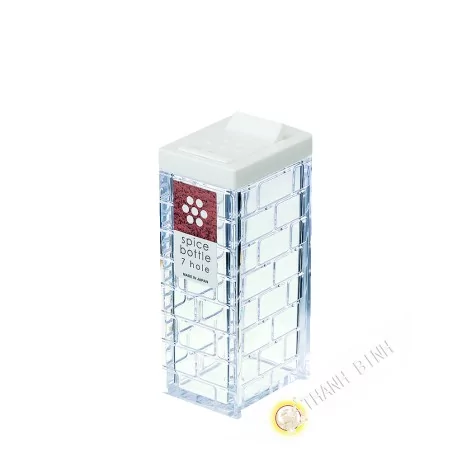 Casella di spezie in polvere, plastica bianca 7 fori Ø0,2cm 4x9cm INOMATA Giappone