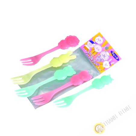 Fork fruit plastic, lot of 5pcs 13cm KOHBEC Japan