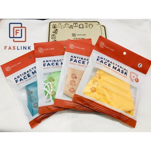 Maske textil-erwachsene farbe 3-schicht-stoff FASLINK 26x14cm - Los 3pcs Vietnam