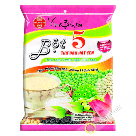 La preparación de la bebida de 5 cereales lotus BICH CHI 300g de Vietnam