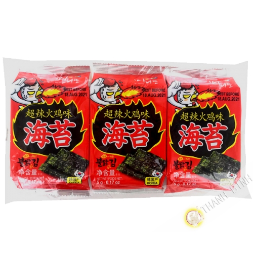 Spicy grilled seaweed MANIDDO 3x5g Corea
