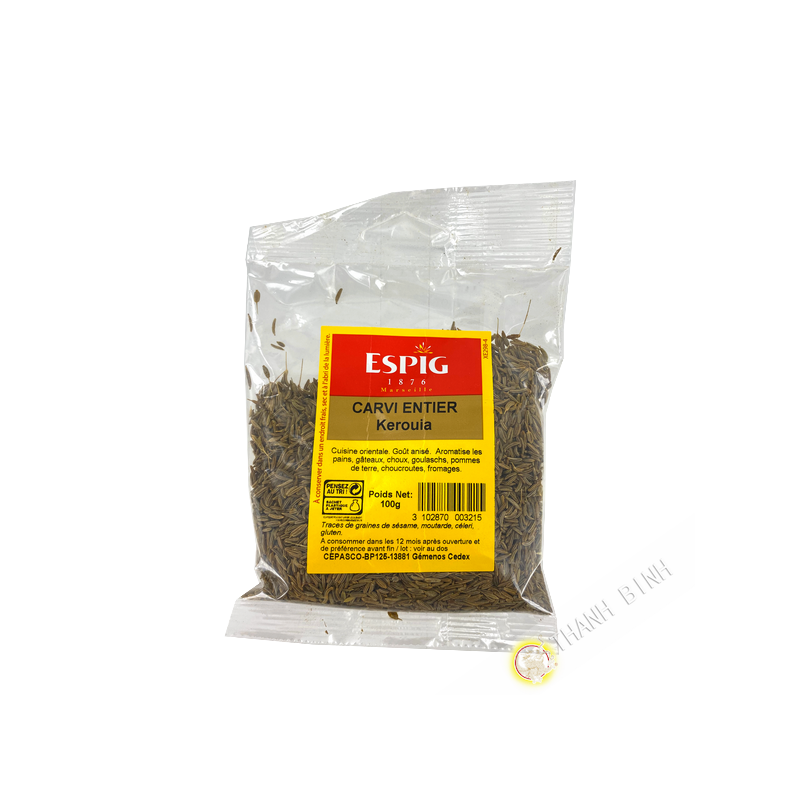 Caraway nguyên quả Kerouia ESPIG 100g Caraway nguyên quả Kerouia ESPIG 100g
