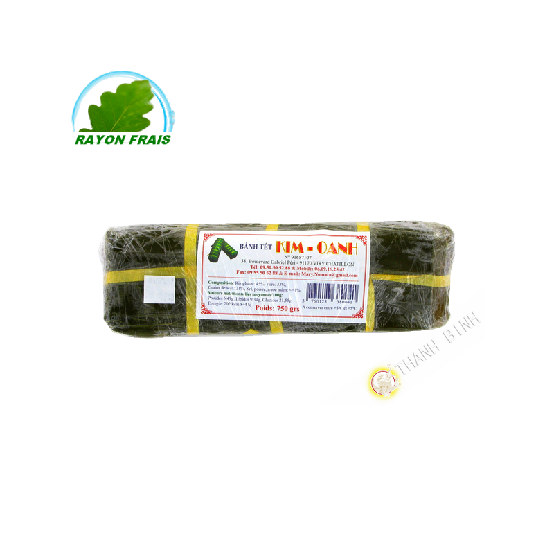 Gateau Riz Gluant Soja Porc Banh Tet KIM OANH 750g France - FRAIS Gateau Riz Gluant Soja Porc Banh Tet KIM OANH 750g France - FRAIS