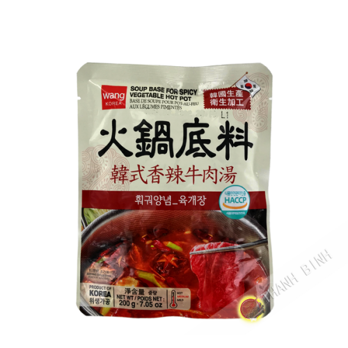 Base de soupe pour pot-au-feu aux légumes pimentés Yugkaejang WANG 200g Corée