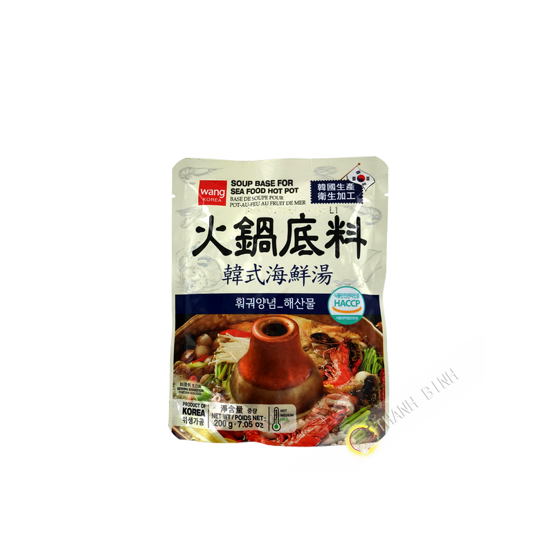Base de soupe pour fondu aux fruits de mer épicé WANG 200g Corée Base de soupe pour fondu aux fruits de mer épicé WANG 200g Corée