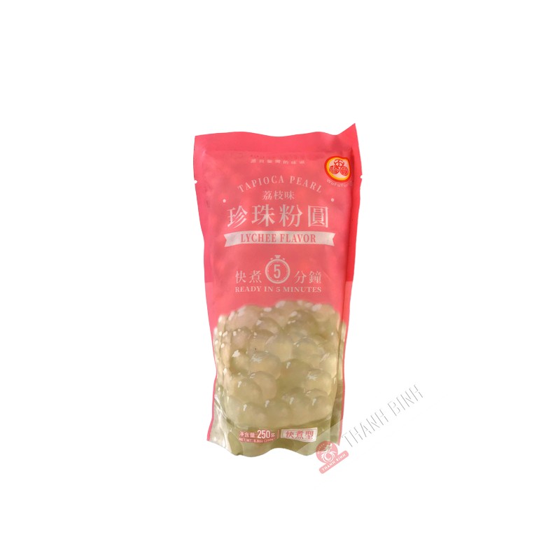 Bille tapioca pour bubble tea litchi WUFUYUAN 250g Chine