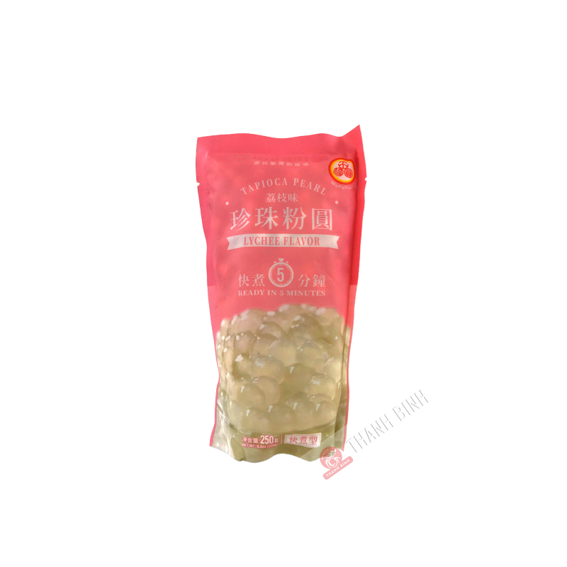 Bille tapioca pour bubble tea litchi WUFUYUAN 250g Chine