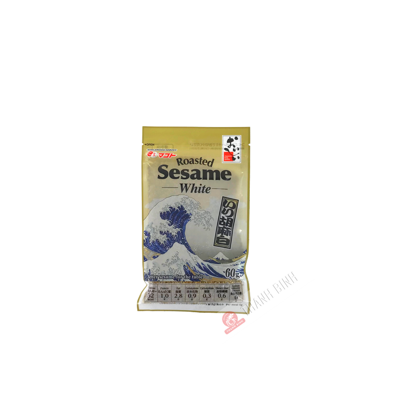 MAKOTO de sésamo blanco tostado 60g Japón MAKOTO de sésamo blanco tostado 60g Japón