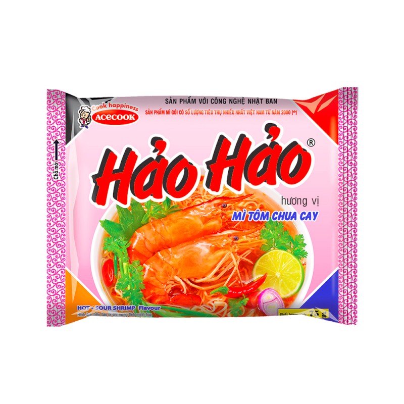 Soup instant noodle HAO HAO shrimp sour spice ACECOOK 75g Vietnam