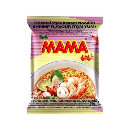 Sopa de fideos con camarones tom yum MAMA 60g de Tailandia