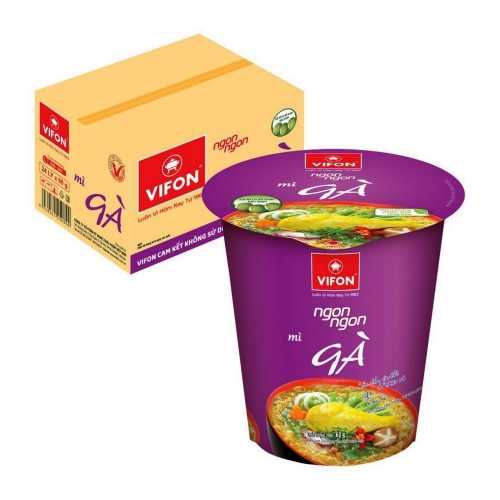 Sopa de fideos de pollo Tazón NGON NGON VIFON de cartón 24x60g Vietnam